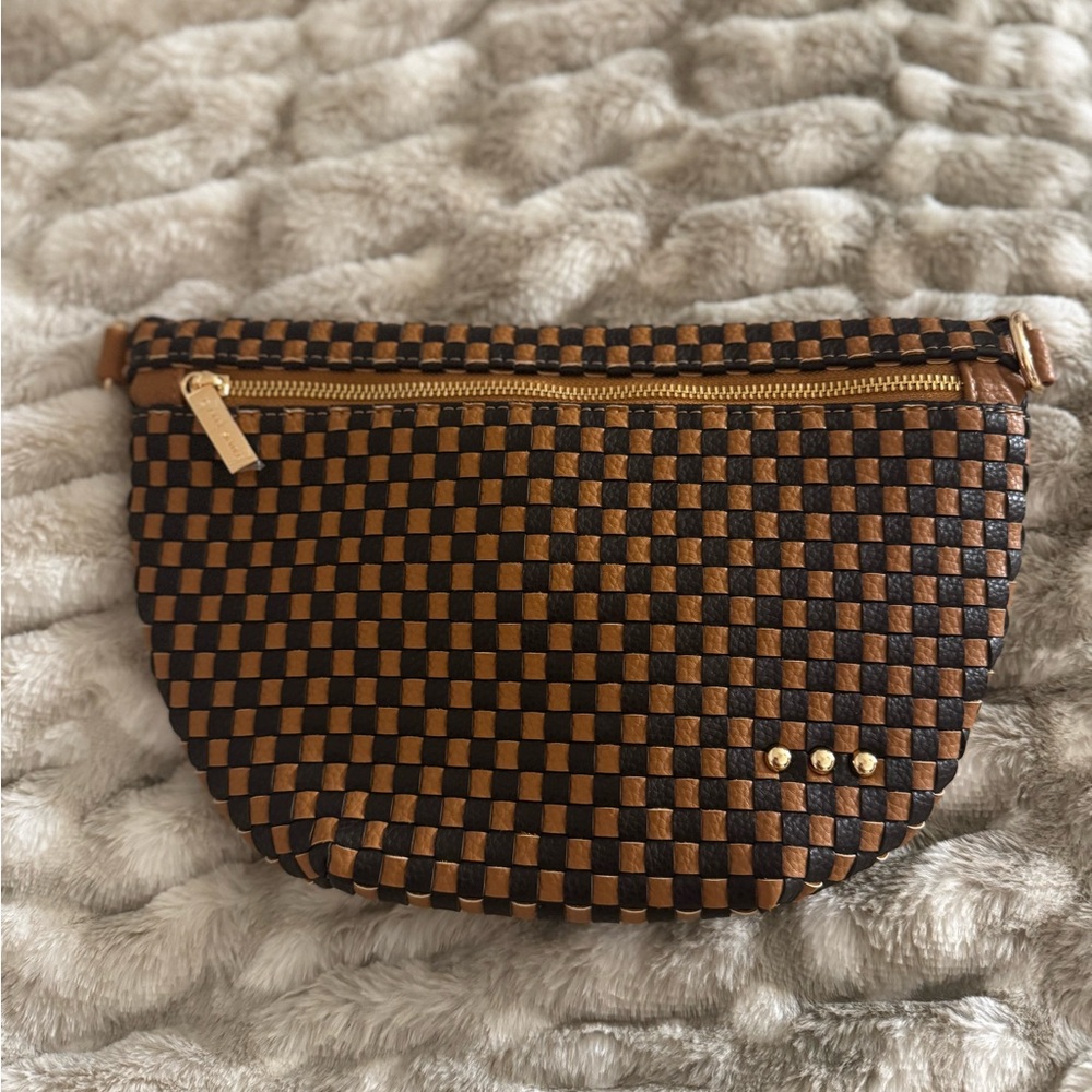 Pretty Simple Brown and Black Woven Women's Crossbody Bag